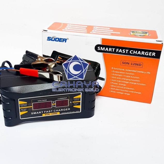 Suoer Charger 6A 12V Aki Mobil Motor Accu Otomatis 12 Volt 6 Ampere