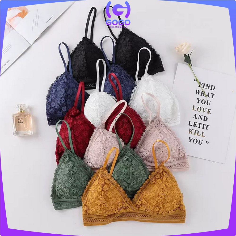 GOGO-P69 P70 Pakaian Dalam Wanita Bra Cup Segitiga Tanpa Kawat / BH Push Up Renda / Beha Wanita Sexy