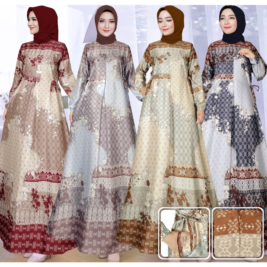 Mula Store - Gamis Terbaru Maxmara Lux Dior Silk Batik - Gamis Premium - Gamis Murah Busui Dress - G