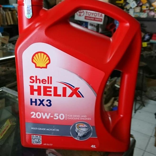 Oli Shell Helix HX3 20w 50 4 liter / 1 galon botol merah oli mobil
