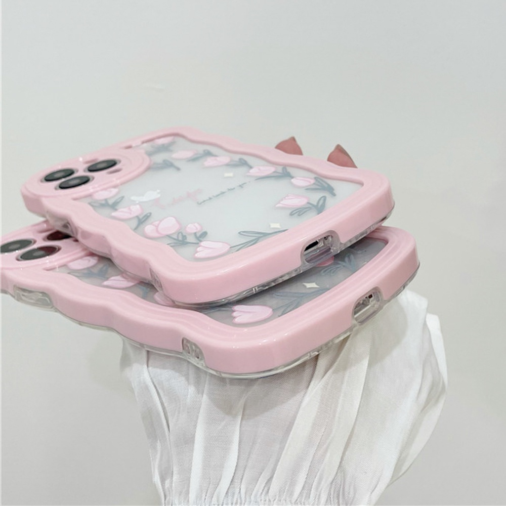 Soft Case Bening Pola Bunga Gelombang Untuk 14 13 12 11 Pro Max 7 8 Plus XR X XS Max SE 2020 2022