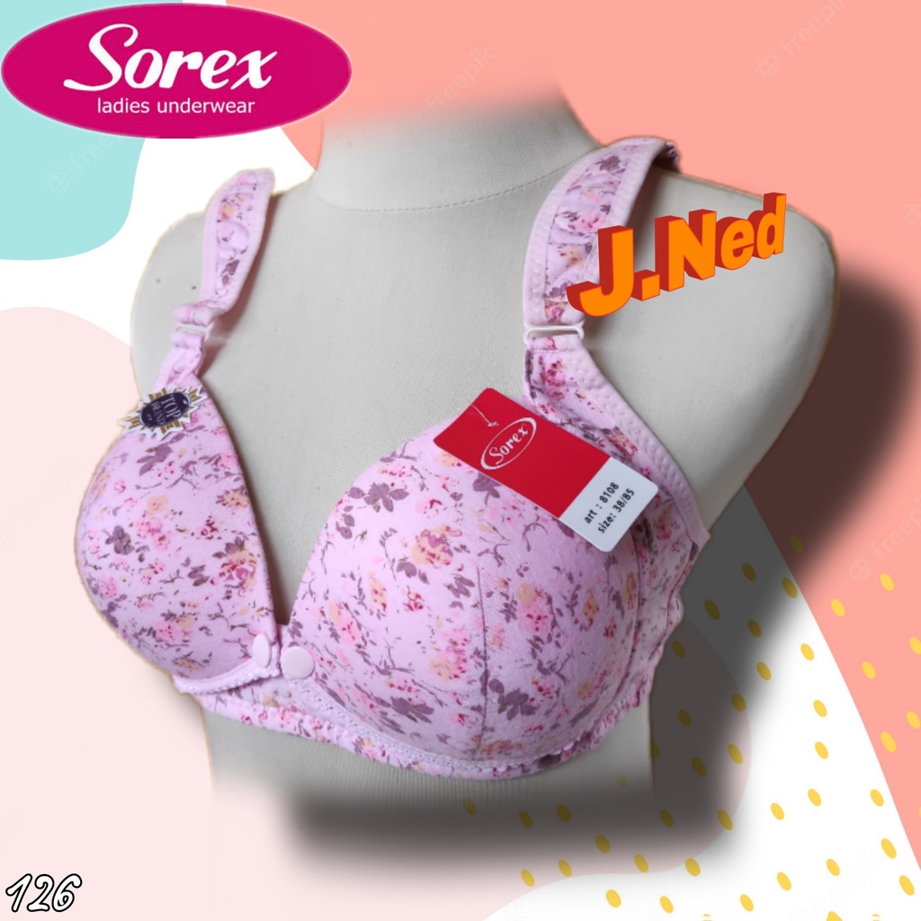 J126 BRA MENYUSUI SOREX 8108 BUSA TANPA KAWAT KANCING DEPAN SIZE 36-42