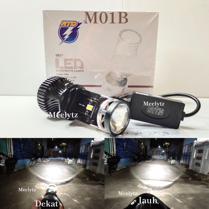Lampu utama Led RTD M01B Mini Projector H4 Cut off motor mobil