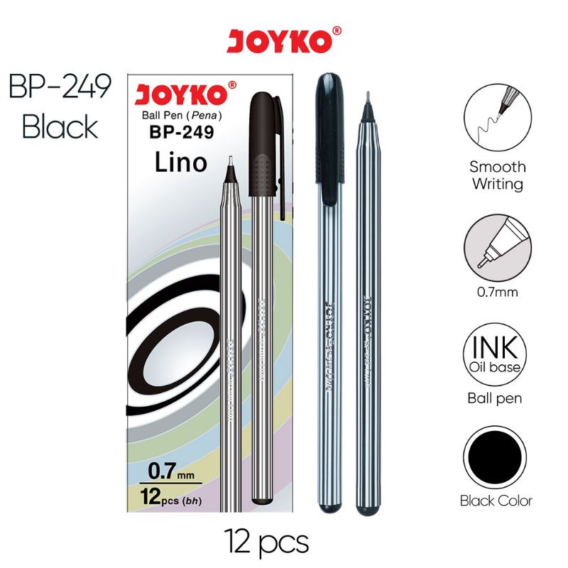 

Pulpen Joyko LINO BP-249 0.7mm Hitam ( isi 12 pcs ) Bolpoin pena