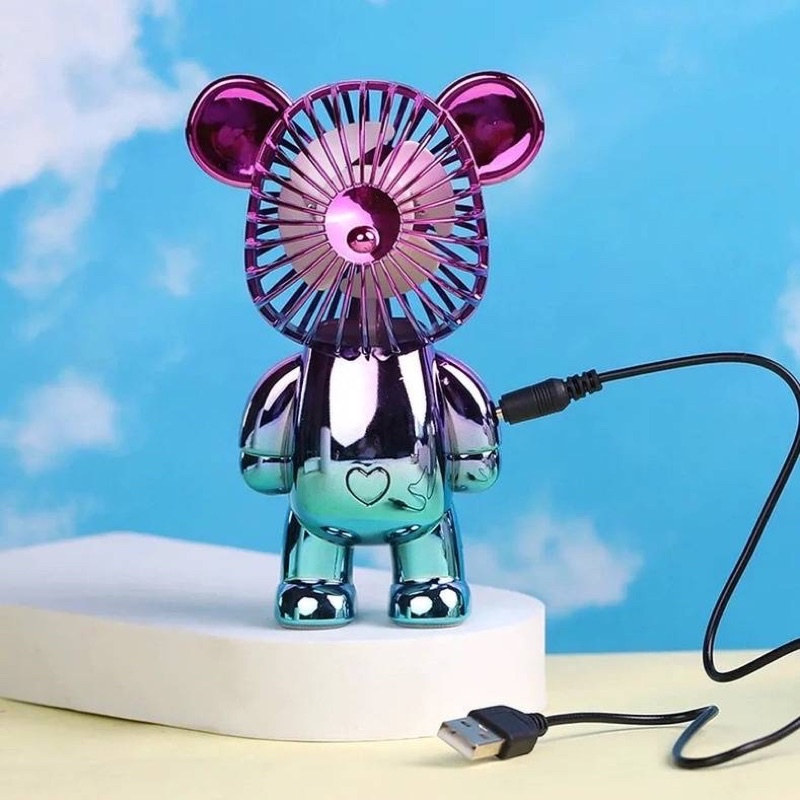 KIPAS ANGIN MINI BEAR RAINBOW / MINI FAN PORTABLE USB BEAR BREAK