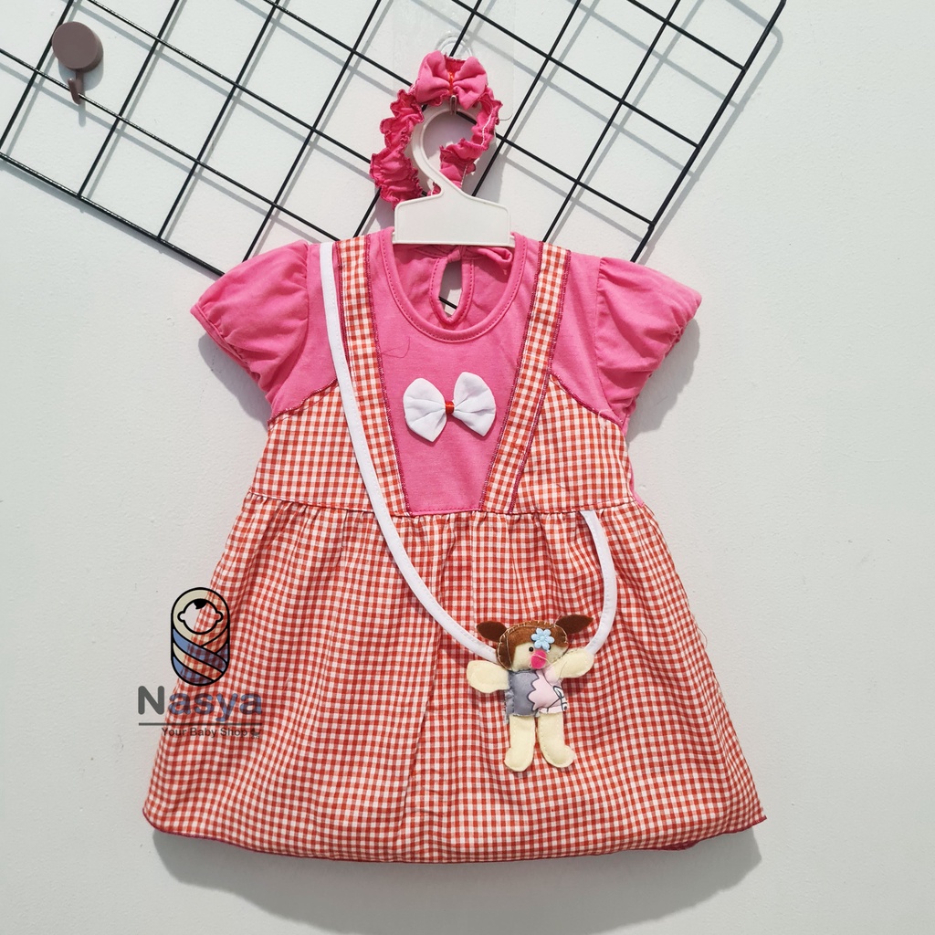 [MM-008] dress baju bayi 0 - 6 bulan motif hewan lucu + bandana murah