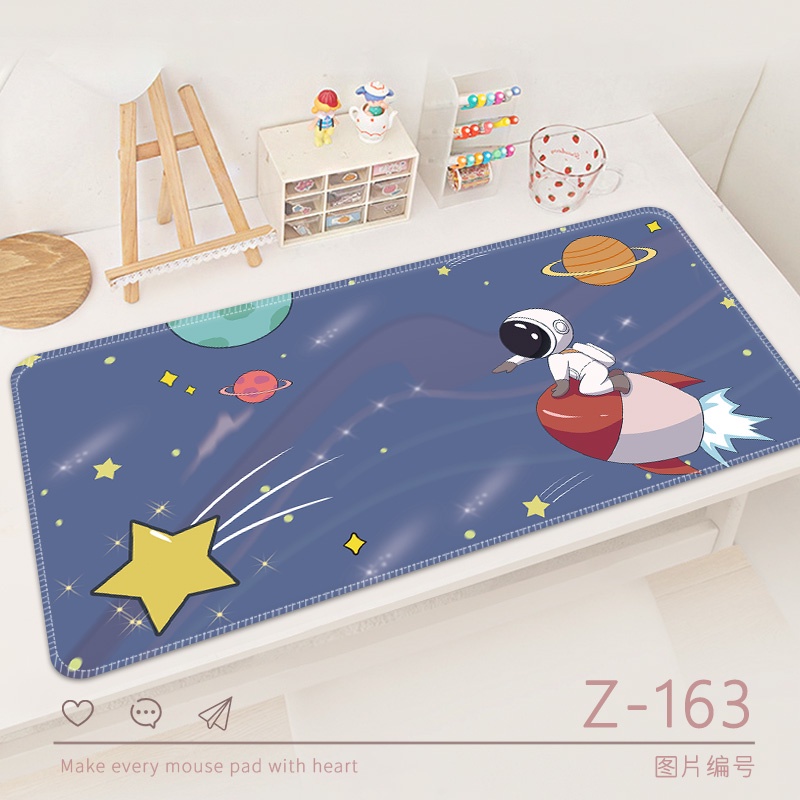 Mouse Pad Ukuran 800x300mm Bahan Karet Motif Astronot Untuk Laptop / Komputer