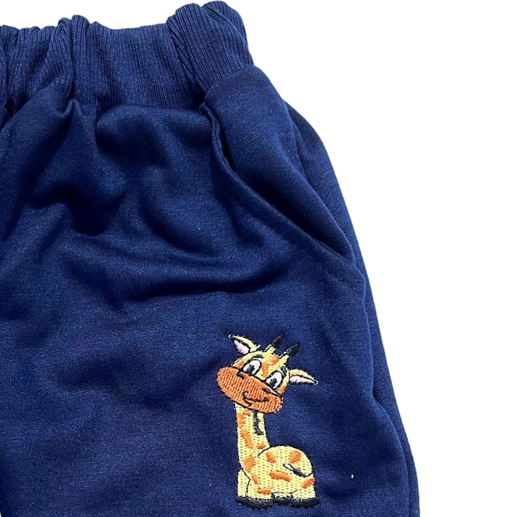 (1 KG BISA MUAT 11 PCS) CELANA PANJANG JOGER RIB SANTAI FASHION ANAK BIRU NAVY JERAPAH/GIRAFFE