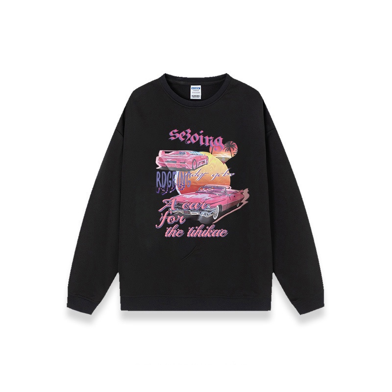 sweter wanita sweater oversize putih retro wanita korean style atasan baju wanita kekinian/American Vintage Girl Cartoon Graphic Priting