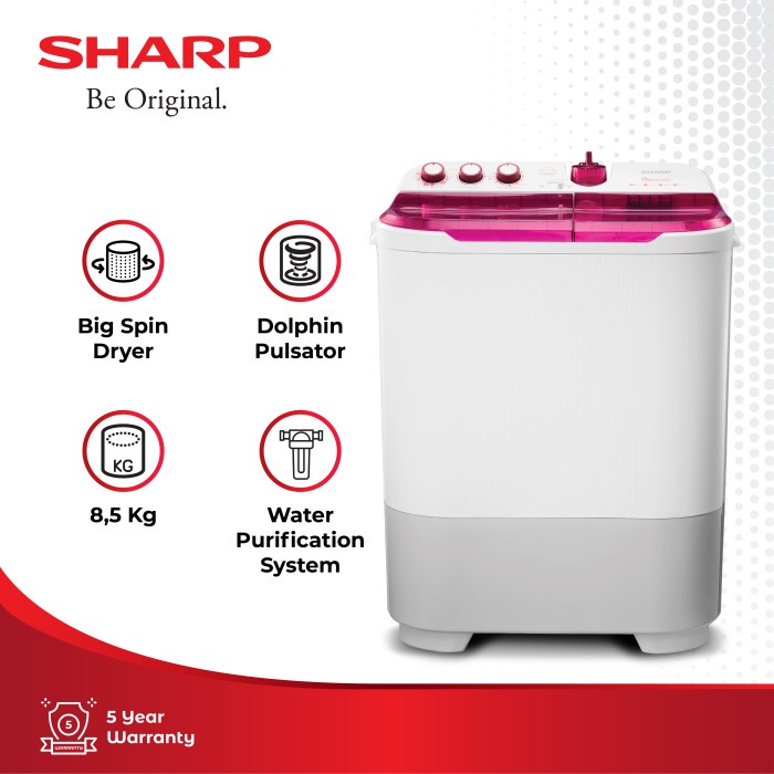 SHARP MESIN CUCI WASHING MACHINE PENGERING BAJU 2 TABUNG ES - T871DM T971DM (TERMURAH)