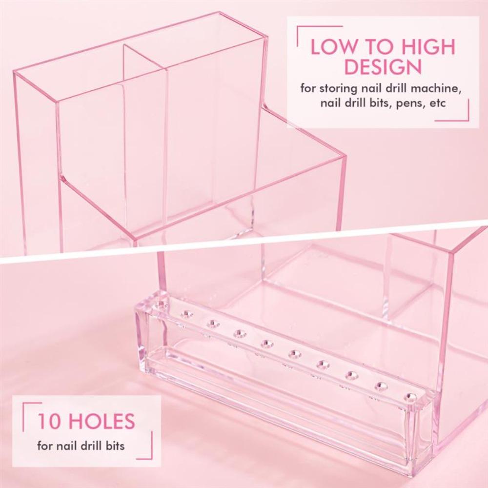 Solighter Dudukan Mata Bor Kuku 3baris 10lubang Kosong Clear Manicure Tools