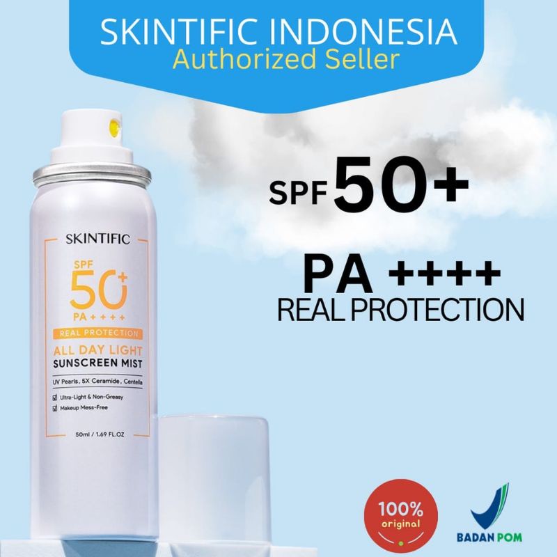 Skintific All Day Light Sunscreen Mist Spf50+++(