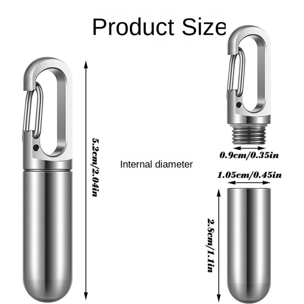 Preva Botol Obat Stainless Steel Mini Perawatan Kesehatan Gantungan Kunci Outdoor Kotak Pil Obat