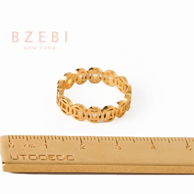 Bzebi Cincin Emas 18k Model Terbuka Anti Karat Gaya Korea Dengan Kotak 929r Untuk Wanita