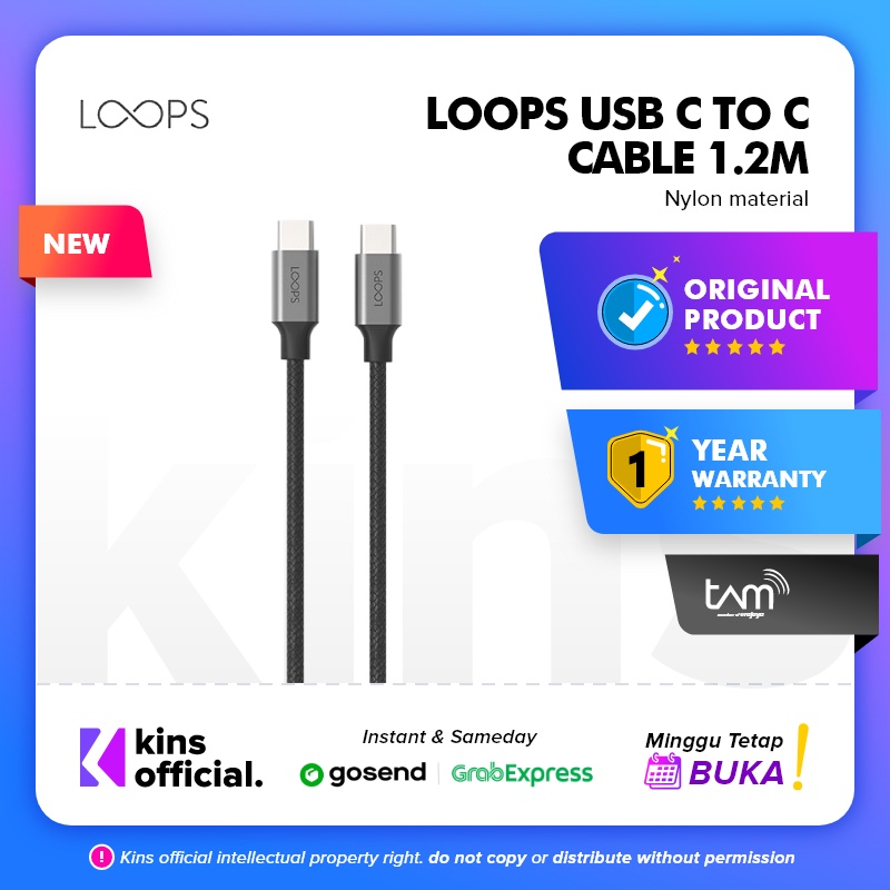 Loops USB C to C Cable 1,2M - Black