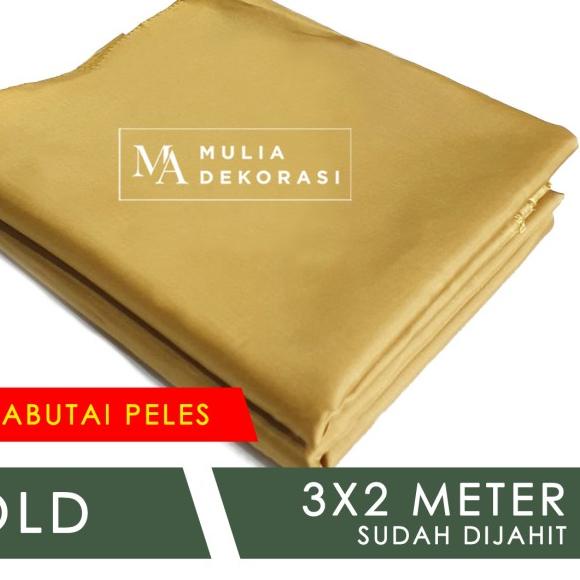 Kain Abutai Peles Dekorasi Backdrop Dijahit Nikahan Lamaran Syukuran - Putih, Kain + Tali