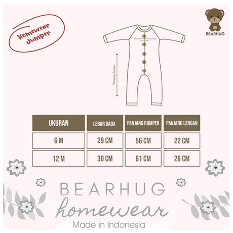 Bearhug Homewear Premium sleepsuit/ Dreamwear. Jumper Panjang Unisex 3-12Bulan