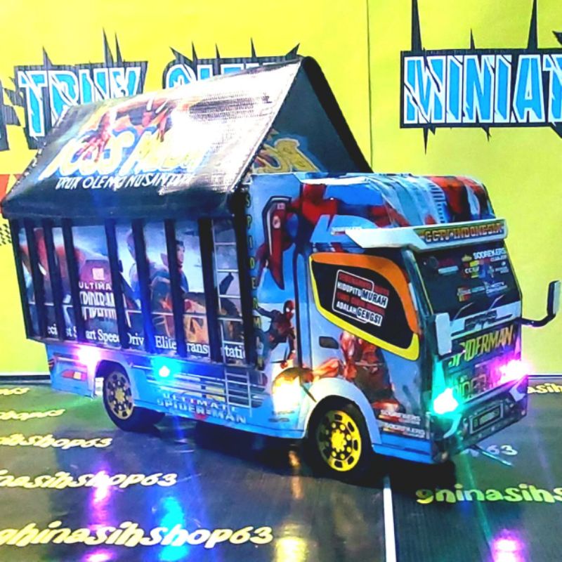 Promo Miniatur Truk Oleng full lampu terpal murah bisa belok mainan