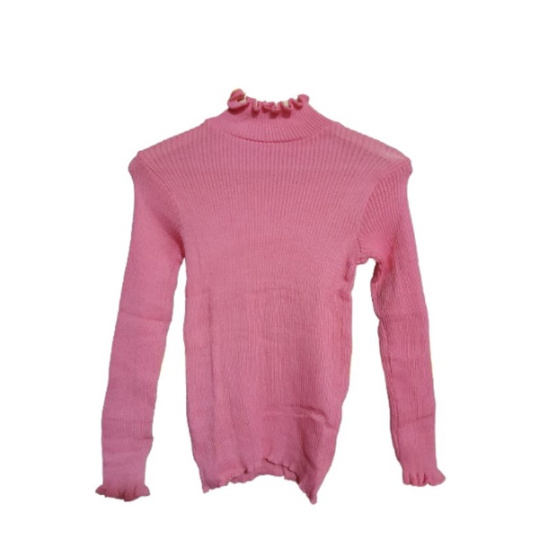 DAISY CURLY SWEATER | TURTLENECK KRIWIL LENGAN PANJANG | SWEATER KRIWIL-Pink C