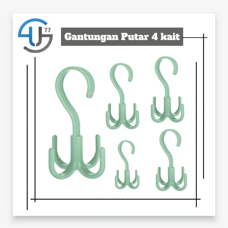 US069 Hanger Gantungan Putar 4 Kait Serbaguna By Toko Haji Usman