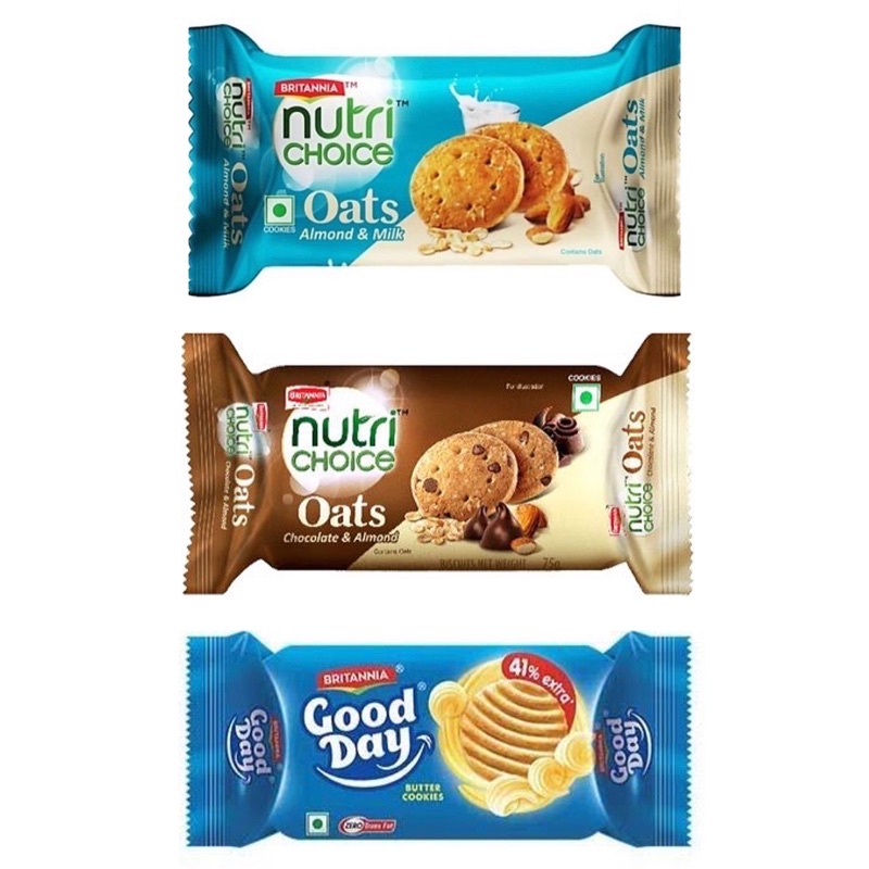 

Britannia / Nutrichoice / Oats / ALMOND / & / MILK / 75g / Biscuit / Renyah / Good / Day / Butter / Cookies / Biskuit / Impor / Rasa / Mentega / Biskut / Margarin / Nutri / Choice / Oat / Chocolate / Britannia Biscuits / India / cokelat / roti / kacang