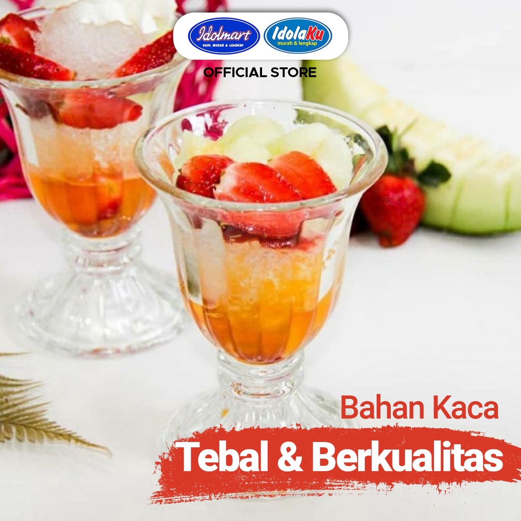 IDOLAKU Kimglass Gelas Kaca Limo 200 ml x 4 pcs Gelas Es Krim