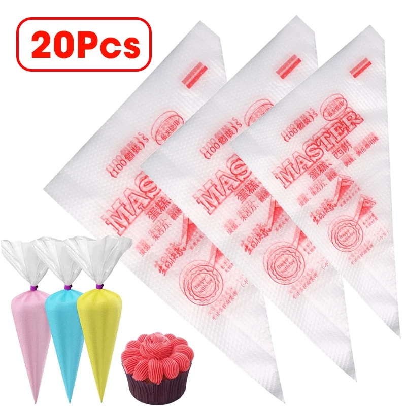 20pcs Kantong Piping Bag Plastik PE Sekali Pakai Untuk Dekorasi Kue / Dessert