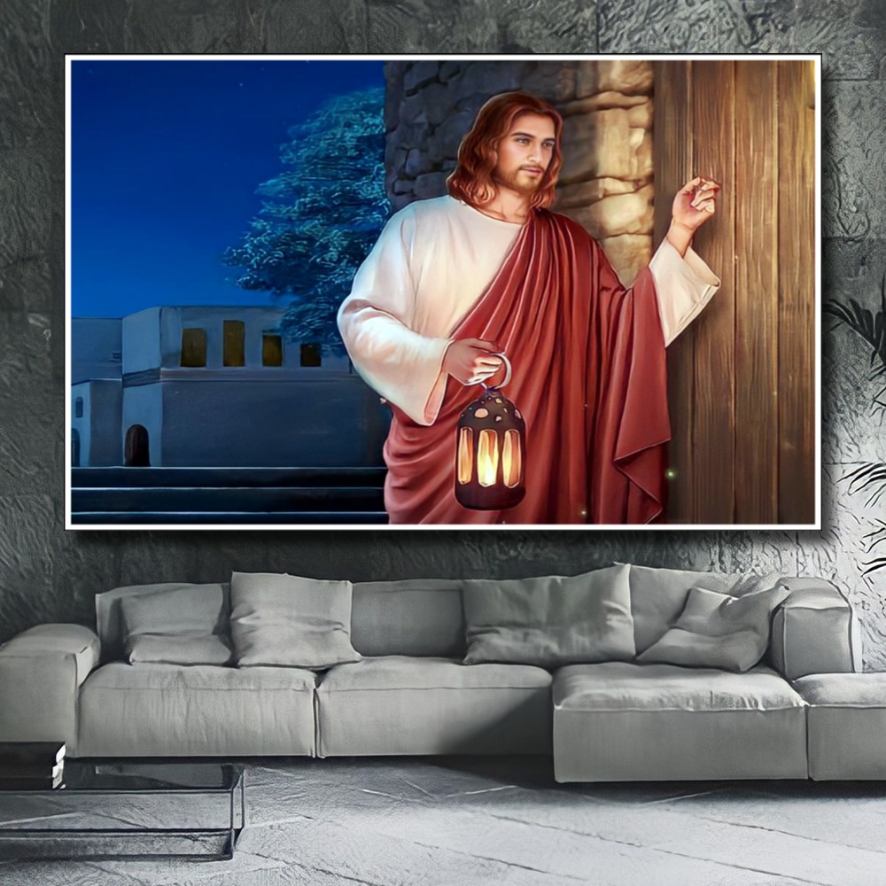 Hiasan Dinding Poster Gambar Tuhan Yesus  Xtra Jumbo Besar Best seller Ukuran 100x70cm 150x100cm 200