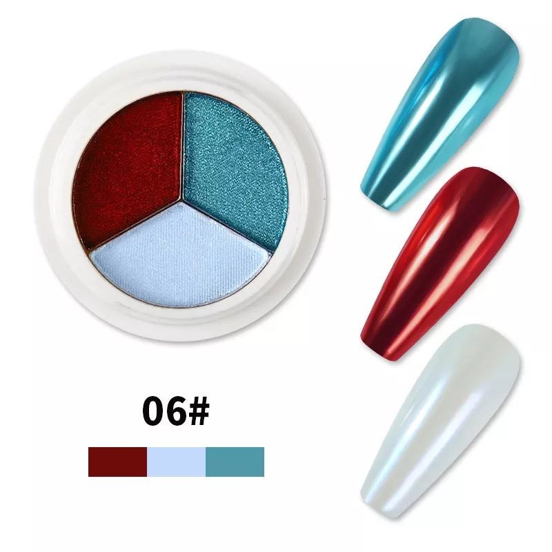 3COLORS SOLID MIRROR POWDER CHROME / DONUT GLAZE AURORA CHROME