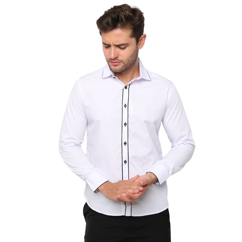 Kemeja Kerja Pria Slimfit Panjang Formal Katun - Banyak Pilihan Warna LNG (COMB)