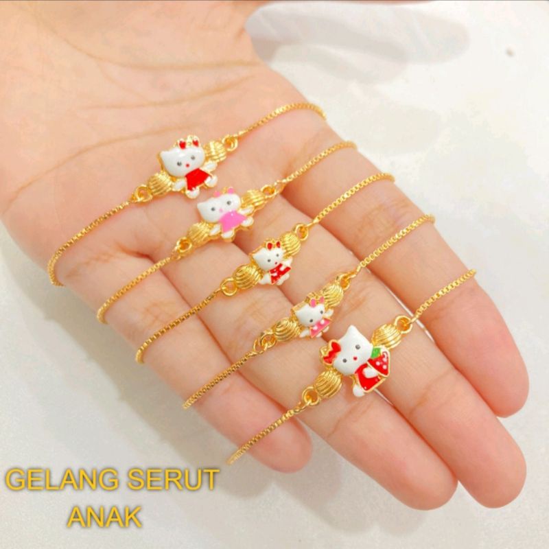 gelang serut anak kitty / lapis emas gold