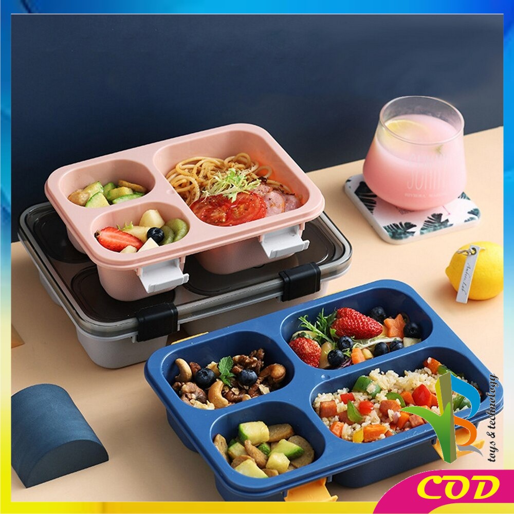 RB-C446 Kotak Bekal 3 Sekat 4 Sekat Anti Tumpah Tempat Makan Lunch Box Free Sendok Food Grade Impor Murah