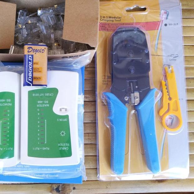 Paket Tang Crimping + Lan Tester + RJ45