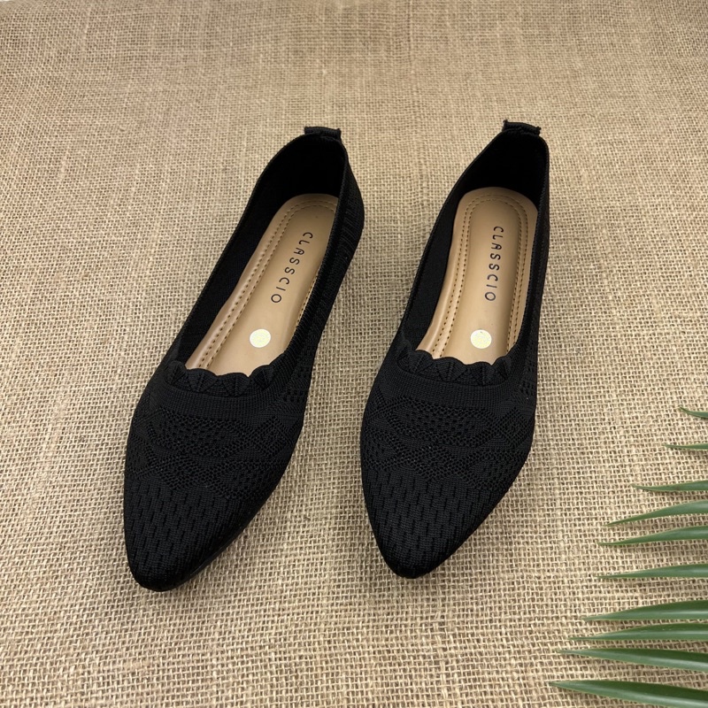 MARASYAFFA - SEPATU FLAT WANITA RAJUT IMPORT BK03