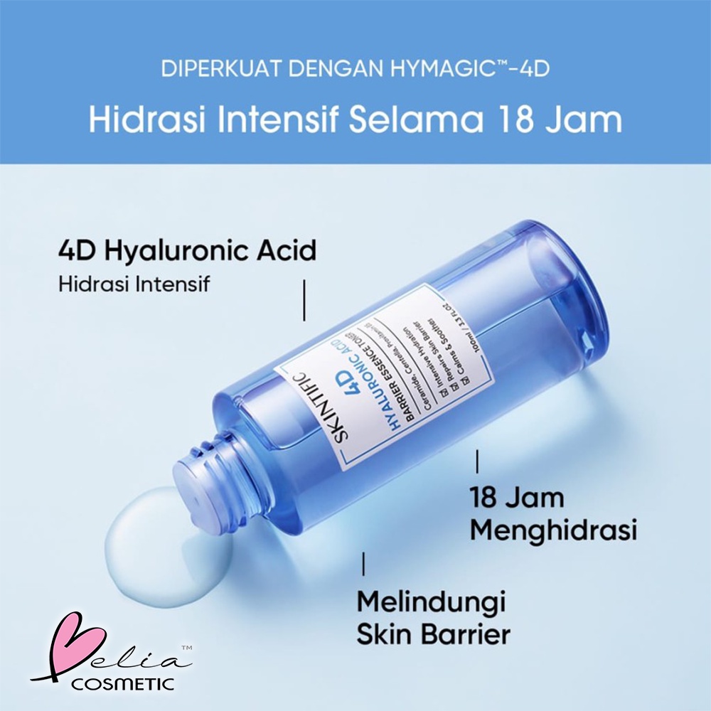 ❤ BELIA ❤ SKINTIFIC 02 Hyaluronic Acid 4D Series | Essence Toner | Hydrating Serum | 20 ml 100 ml | Perawatan Wajah | BPOM
