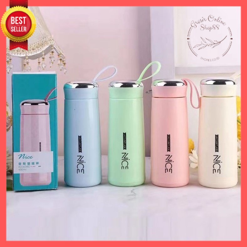 GOS - E106- Botol Minum NICE / Botol Minum Kaca Beling / Termos Botol 400ML