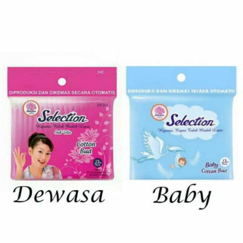 Selection Baby Cotton Bud isi 100 pcs Korek Kuping Bayi dan Dewasa