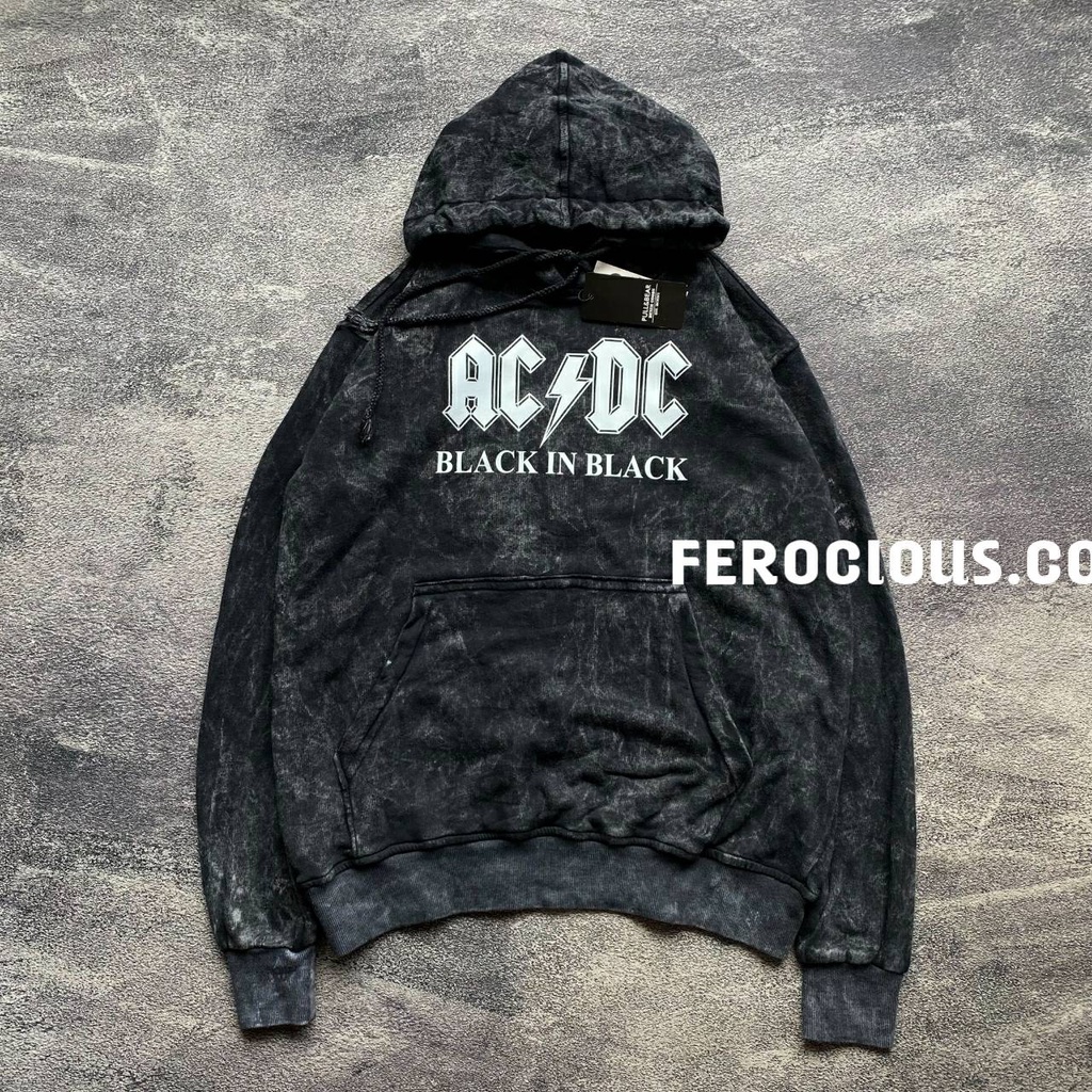 Jaket Sweater Hoodie AC DC Sandwash Logo White Jaket Sandwash Free Sticker