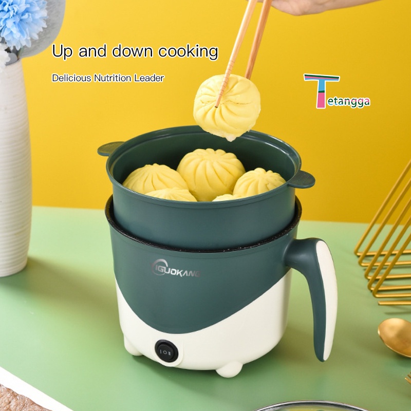 Panci Listrik Portable Fry Pan/Panci Listrik Multifungsi Free Kukusan Lapis Keramik Cooking Pot/1.8L