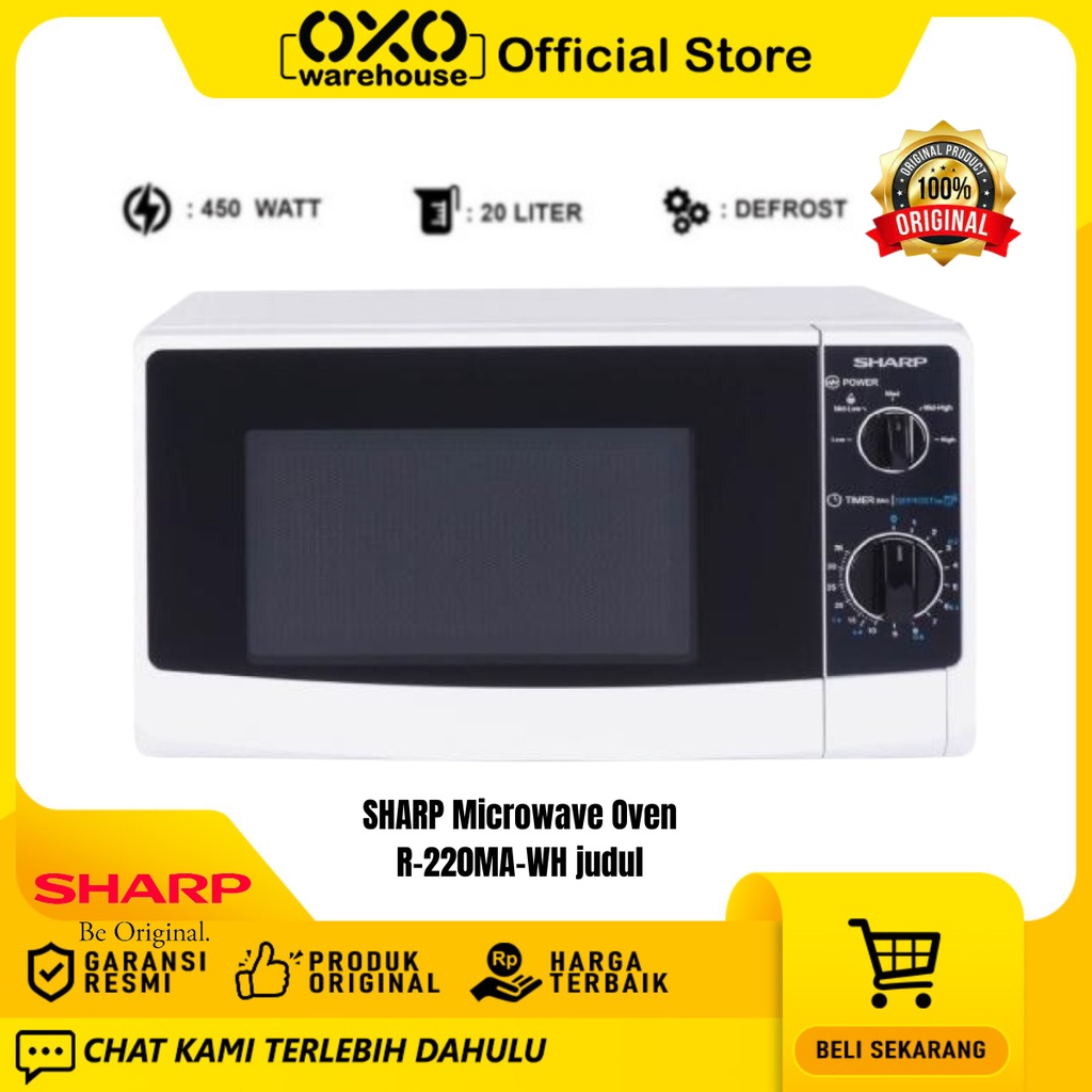 Sharp Microwave Oven R-220MA-WH  20 Liter Low Watt HematListrik Garansi Resmi