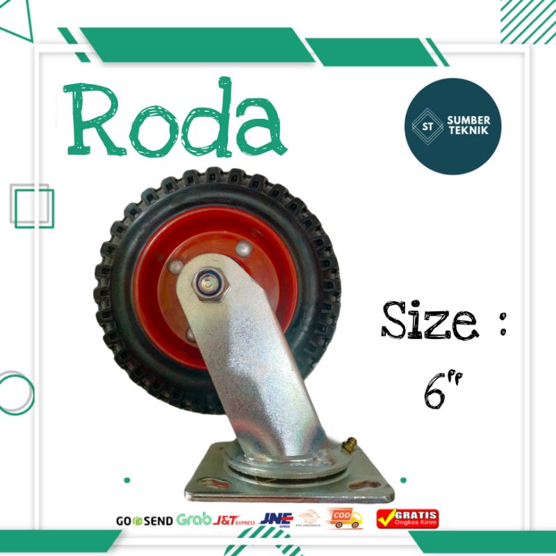 Jual Roda Karet Kembang Hitam Taiwan Inch Hidup Roda Heavy Duty