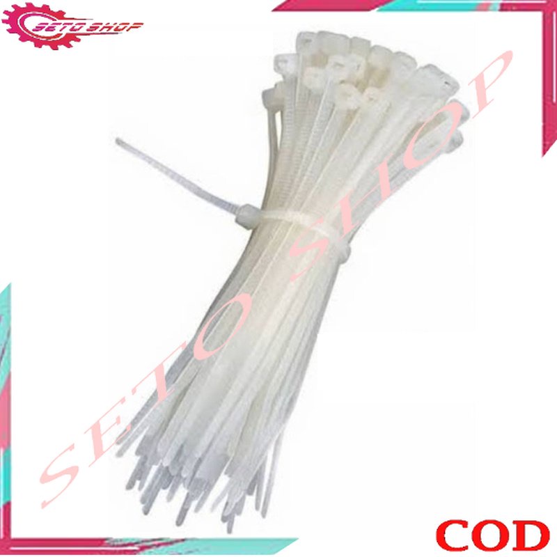 

KABEL TIS/CABLE TIES/KABEL TIES /KABEL PENGIKAT UKURAN 25cm ISI 100pcs(PUTIH) - SETO SHOP 45