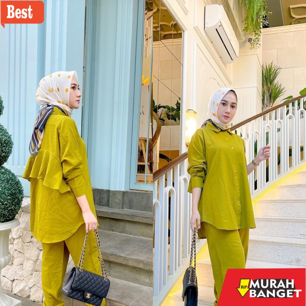 baju setelan wanita kekinian 2022 RIRI SET SETELAN WANITA ONESET DAILY SET KEMEJA BAJU CELANA WANITA