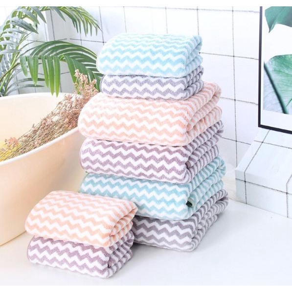 NP- Handuk Mandi Microfiber Motif Zig-Zag 50 x 100 Cm - Towel Bathroom