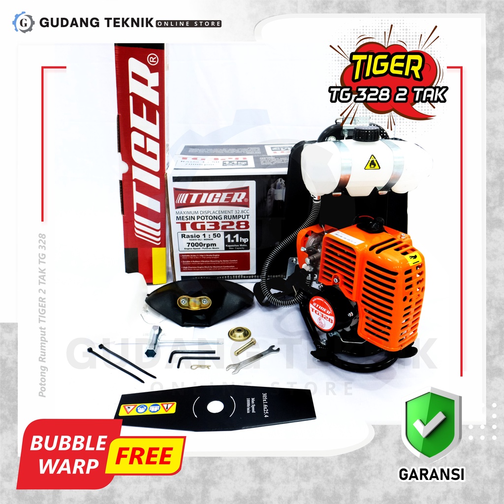 Mesin Potong Rumput Gendong TIGER 2Tak TG328 / Brush Cutter TIGER TG 328 Pemotong Rumput Padi PADDY REAPER