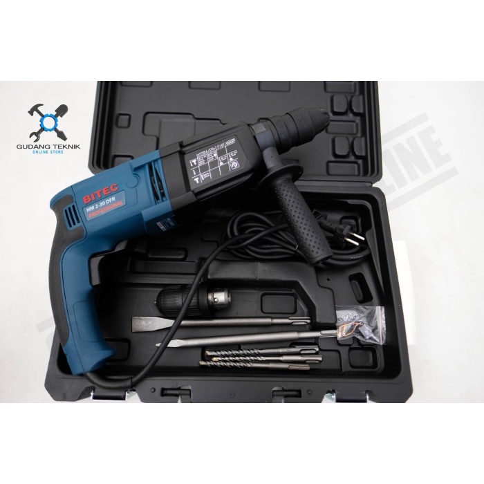 Mesin Bor Beton Bobok Tembok HM 2-30 DFR BITEC / Impact Drill Rotary Hammer SDS Plus HM2-30DFR BITEC