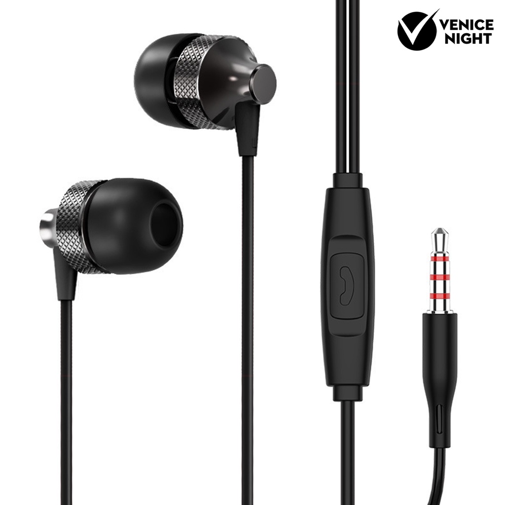 (VNEP) (Berkabel) Universal 3.5mm Metal Heavy Bass In-ear Earphone dengan Mic untuk PC/Ponsel