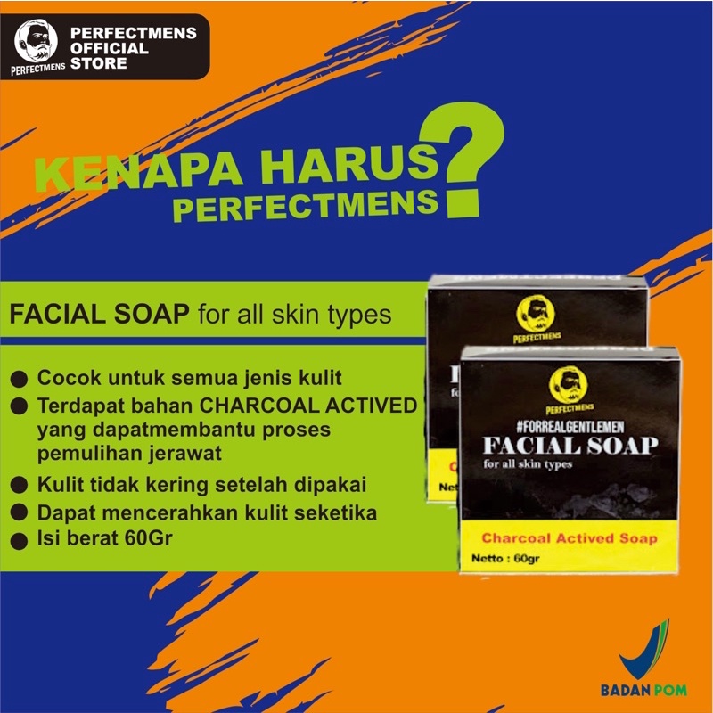 PERFECTMENS FACIAL WASH FOR MEN- Sabun wajah pria/Sabun wajah pemutih cowok sabun laki laki charcoal actived FOR MEN facialwash pria facial wash cowok