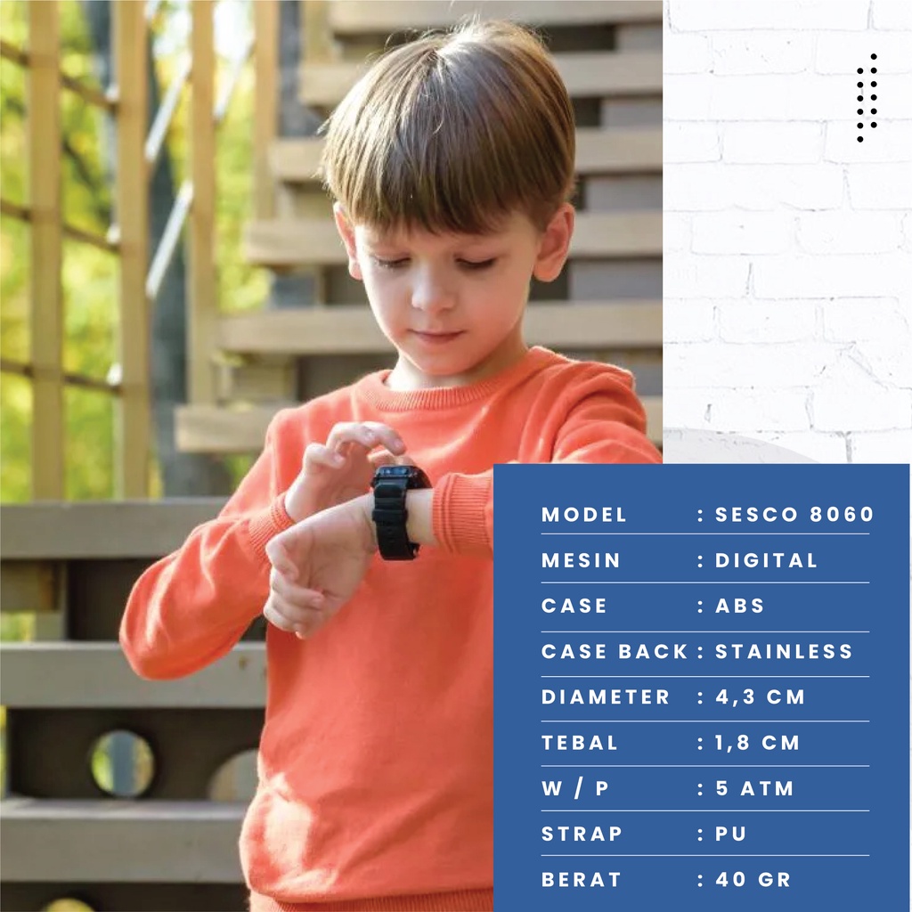 SESCO Jam Tangan Anak Analog Digital 8060 Anti Air, Original, dan Bergaransi