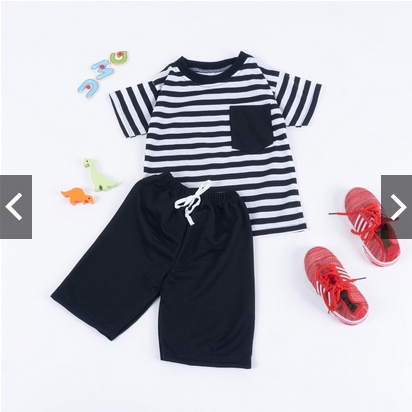 SETELAN BAJU ANAK COWOK GARIS KOMBI POLOS/  SET GARIS KOMBI POLOS 1-7TH